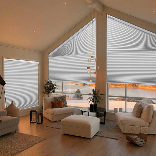 ZSHINE Rechargeable Motorized Blackout Trapezoidal Triangular Polygonal Honeycomb Blinds