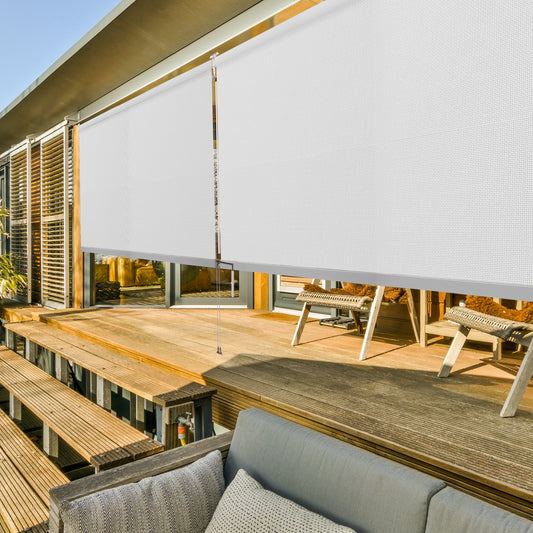 ZSHINE Waterproof Weatherproof Full Blackout Outdoor Roller Shades with Crank Operated