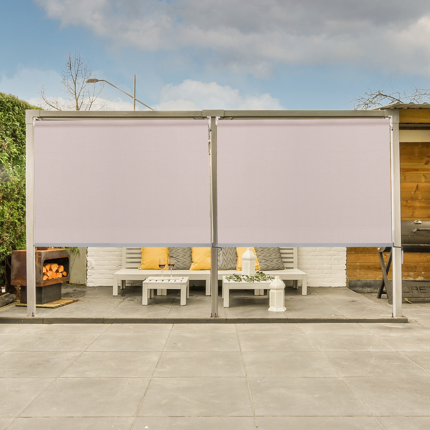 ZSHINE Waterproof Weatherproof Full Blackout Outdoor Roller Shades with Crank Operated