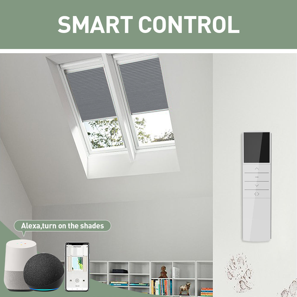 ZSHINE Motorized Full Blackout Cellular Roof Lantern Blinds (skylight)