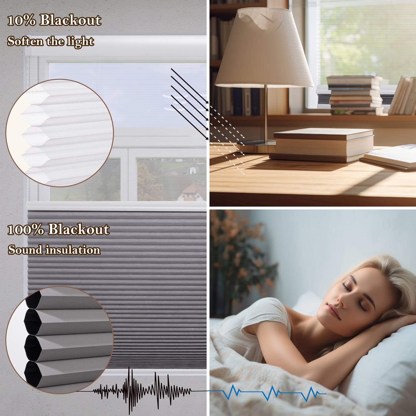 ZSHINE WiFi Enabled Rechargeable Motorized Day and Night Thermal Insulation Cellular Shades