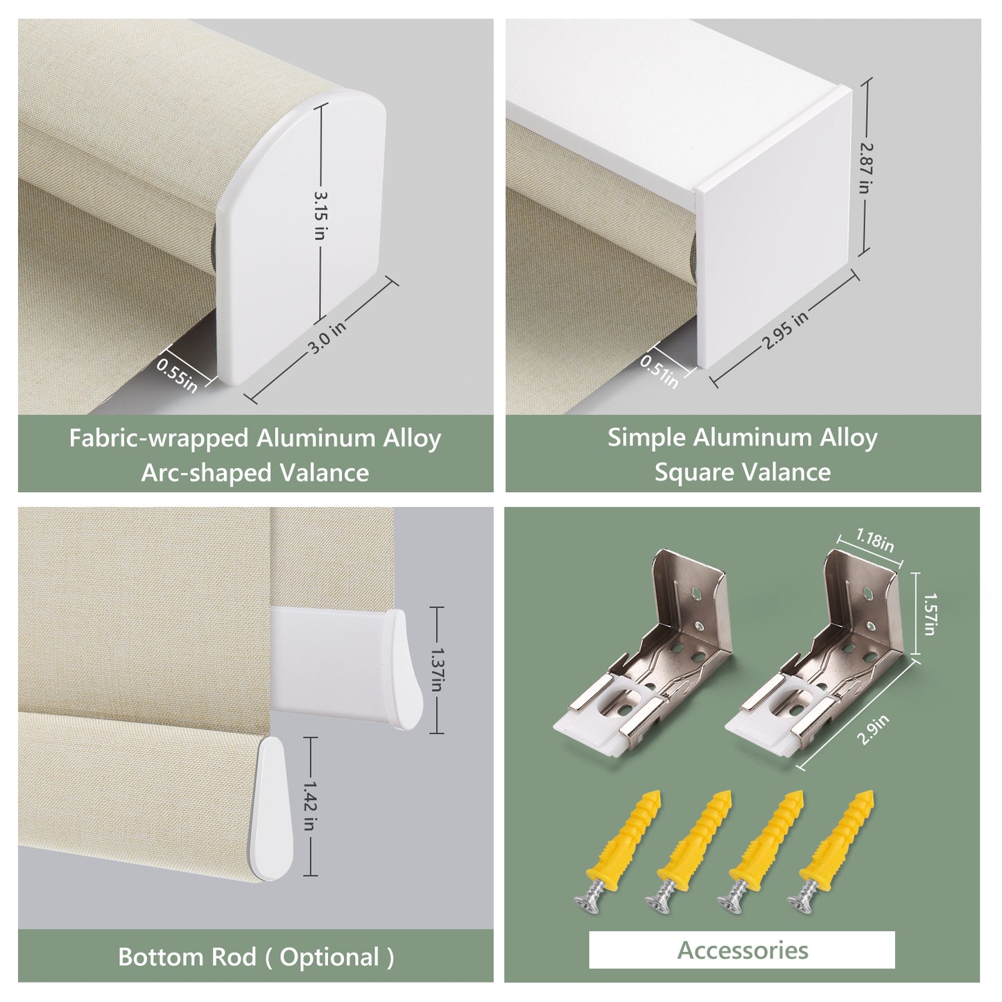 ZSHINE Motorized Full Blackout Roller Shades with Fabric-Wrapped Valance