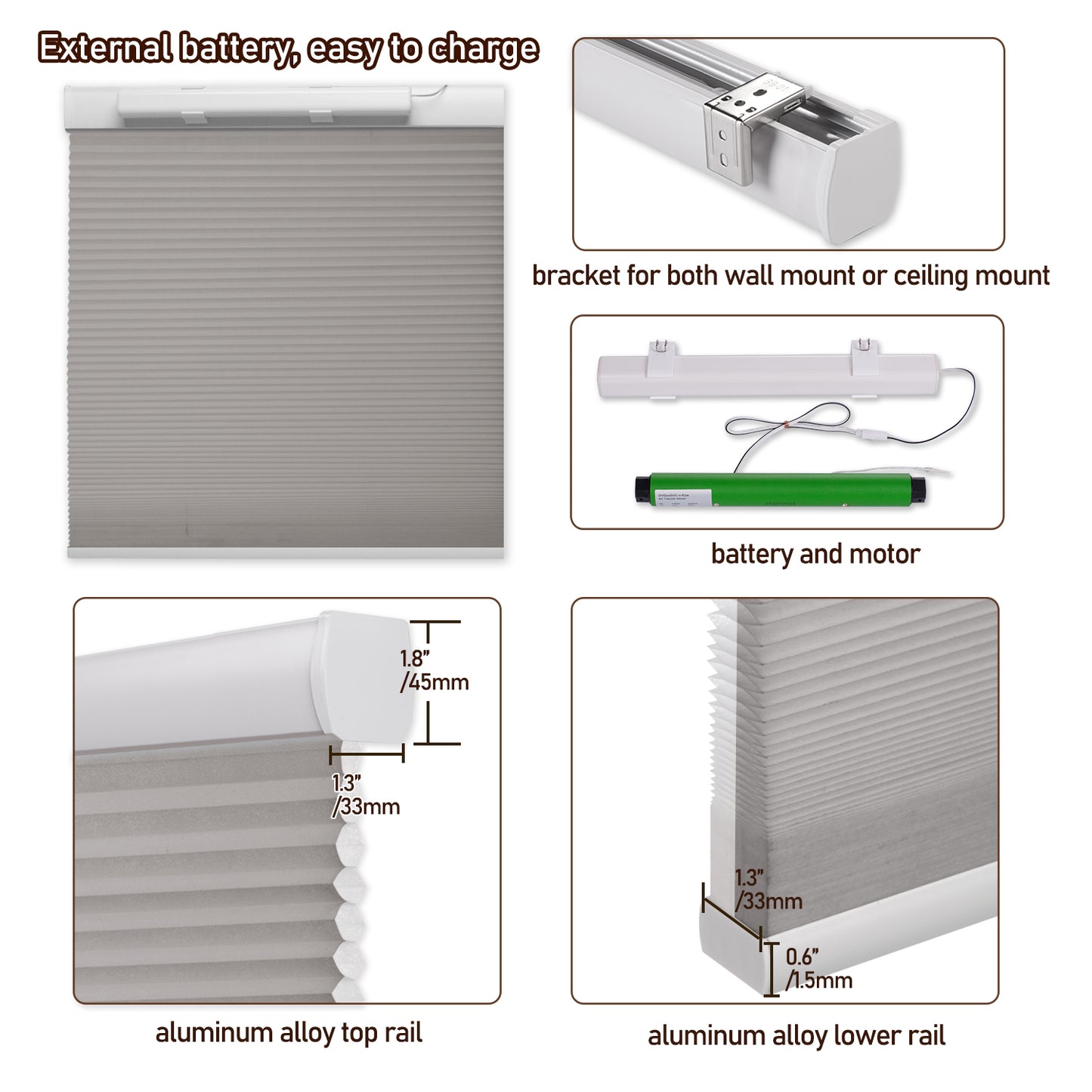 ZSHINE Motorized Light Filtering Thermal Insulation Cellular Shades