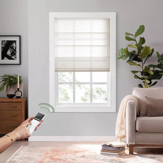Zshine Remote Control Custom Cordless Motorized Roman Shades