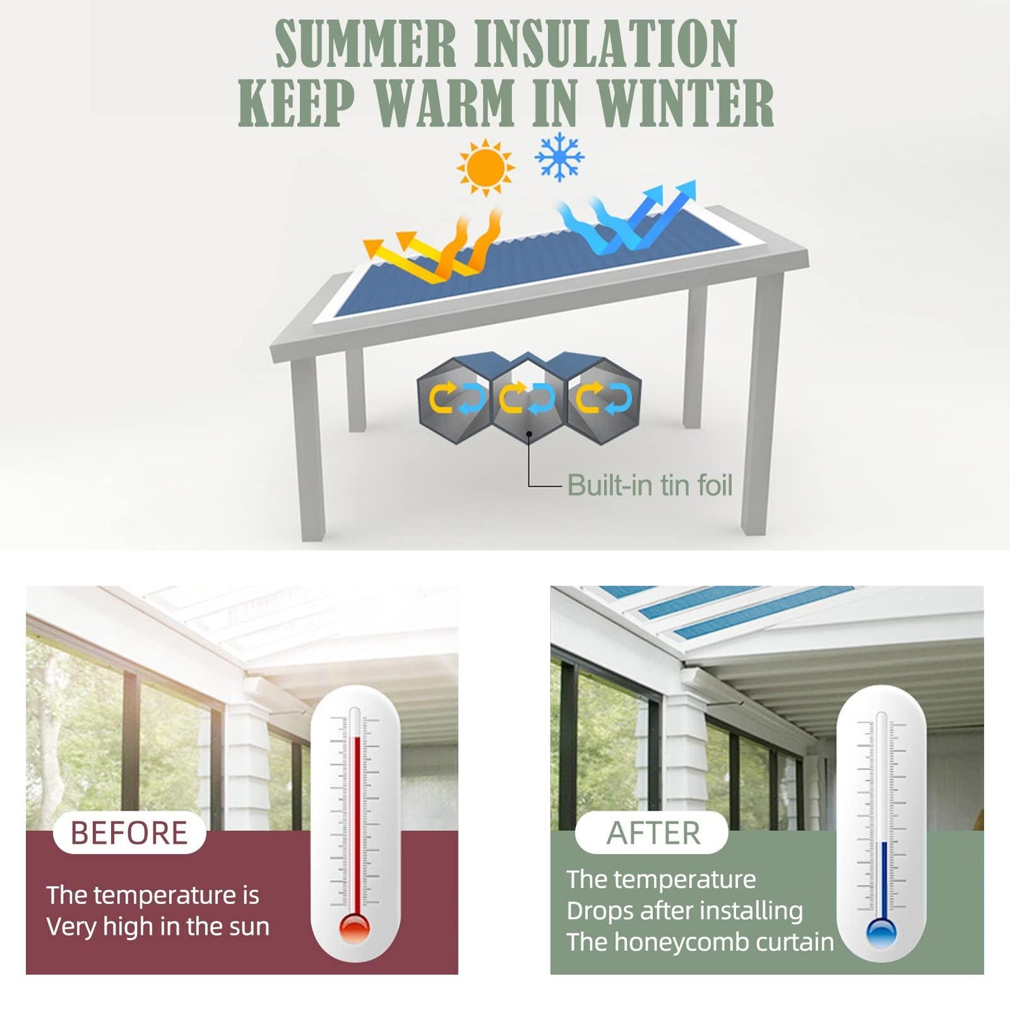ZSHINE Full Blackout Manual Cellular Shades (skylight) - ZSHINE - Smart Shining Your Life