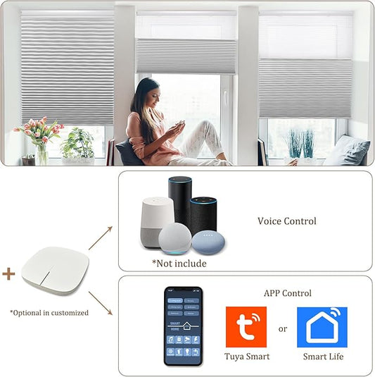 ZSHINE WiFi Enabled Rechargeable Motorized Day and Night Thermal Insulation Cellular Shades