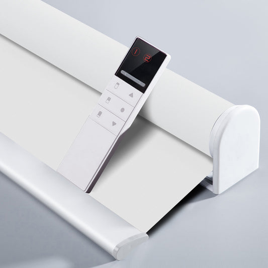 ZSHINE Motorized Full Blackout Roller Shades Solid Fabric