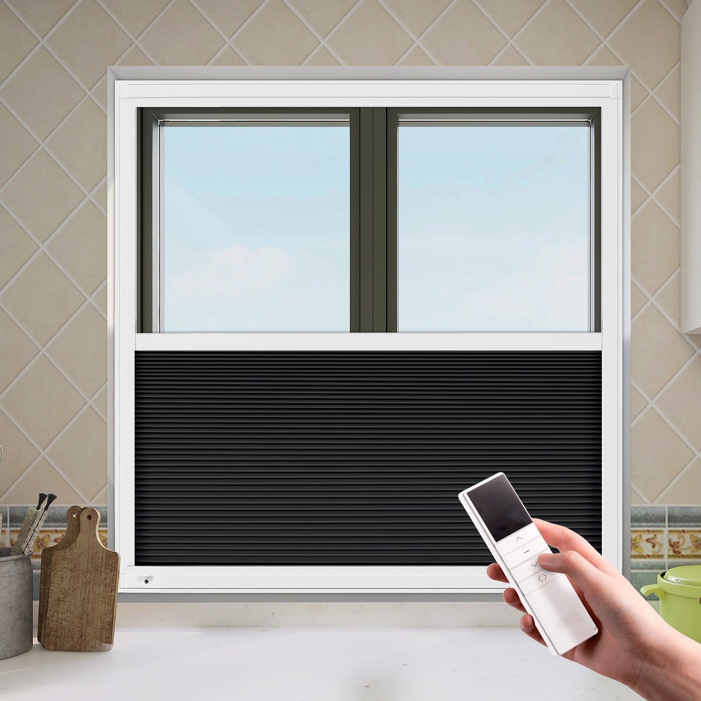 ZSHINE Smart Bottom Up Honeycomb WiFi Enabled Motorized Easy Install Blackout Cellular Shades