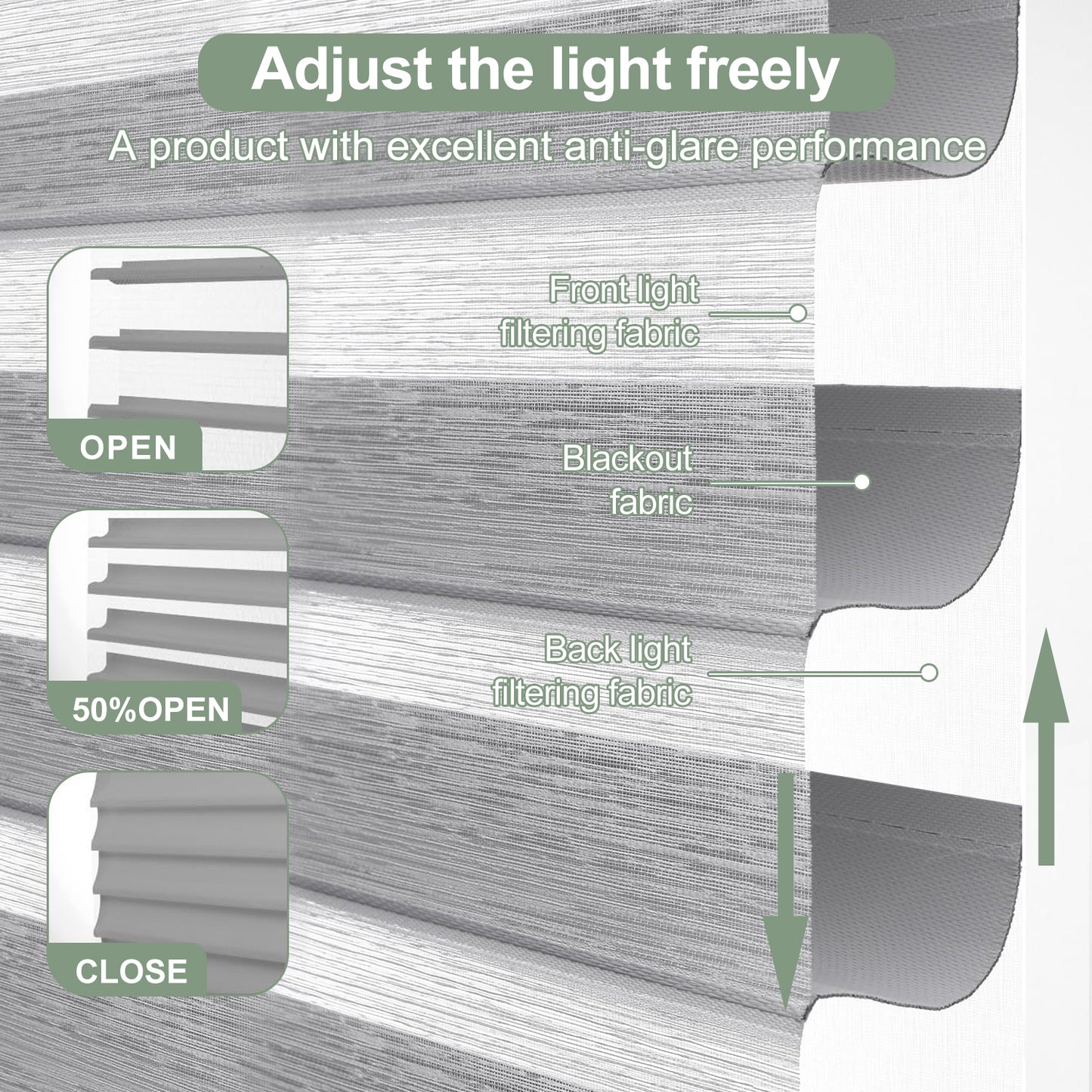 ZSHINE Motorized Light Filtering Shangri-la Sheer Shade