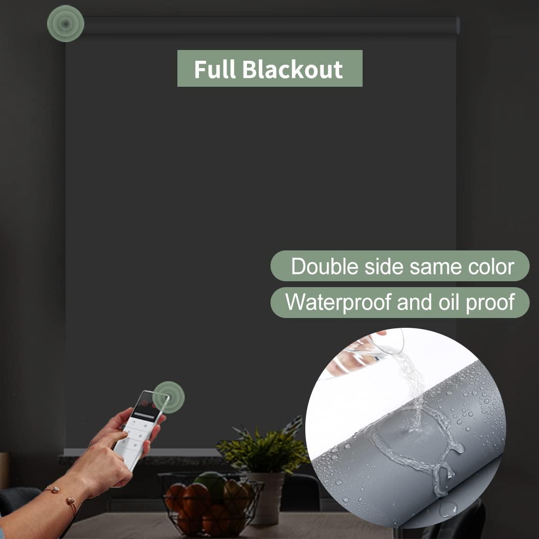 ZSHINE Motorized Full Blackout Roller Shades Solid Fabric - ZSHINE - Smart Shining Your Life