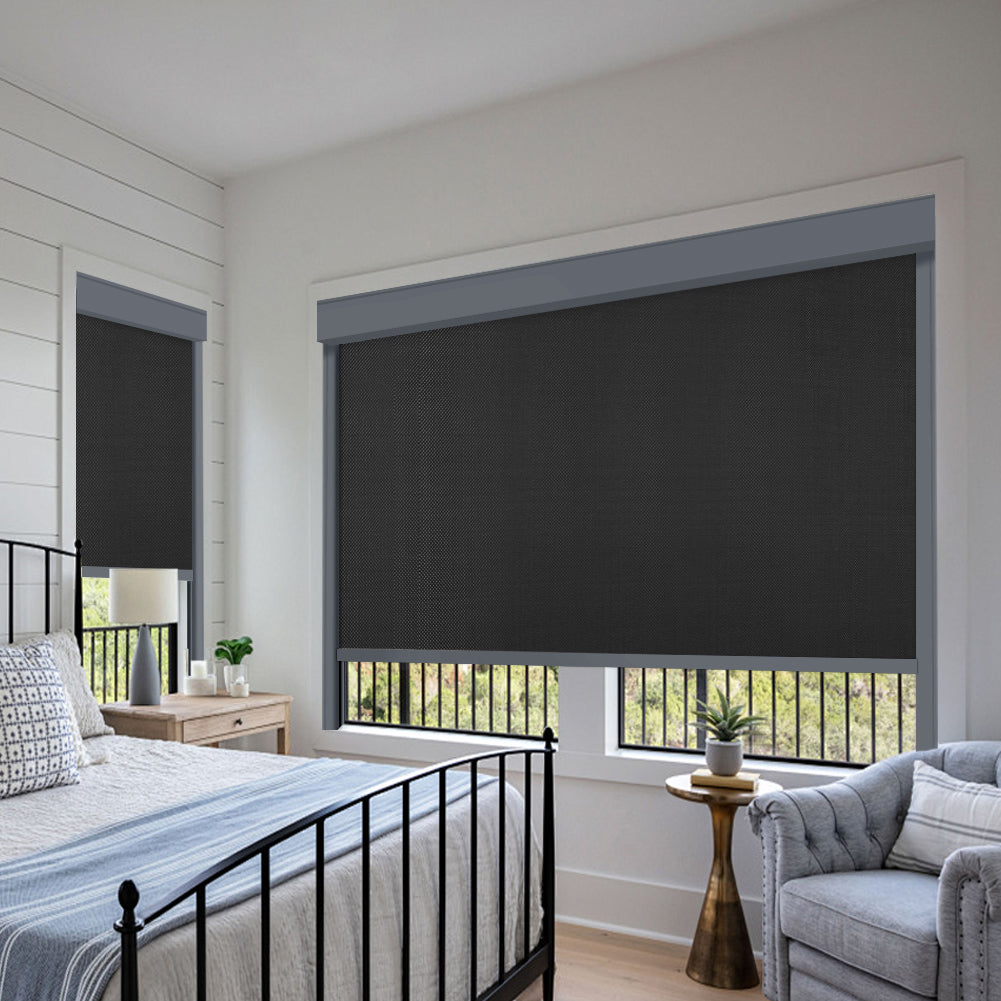 Zshine High-End Hard Wired 110V Outdoor Motorized Roller Zip Shades