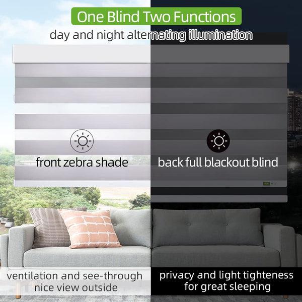 ZSHINE Motorized Day and Night Roller Blinds with Valance (Zebra) - ZSHINE - Smart Shining Your Life