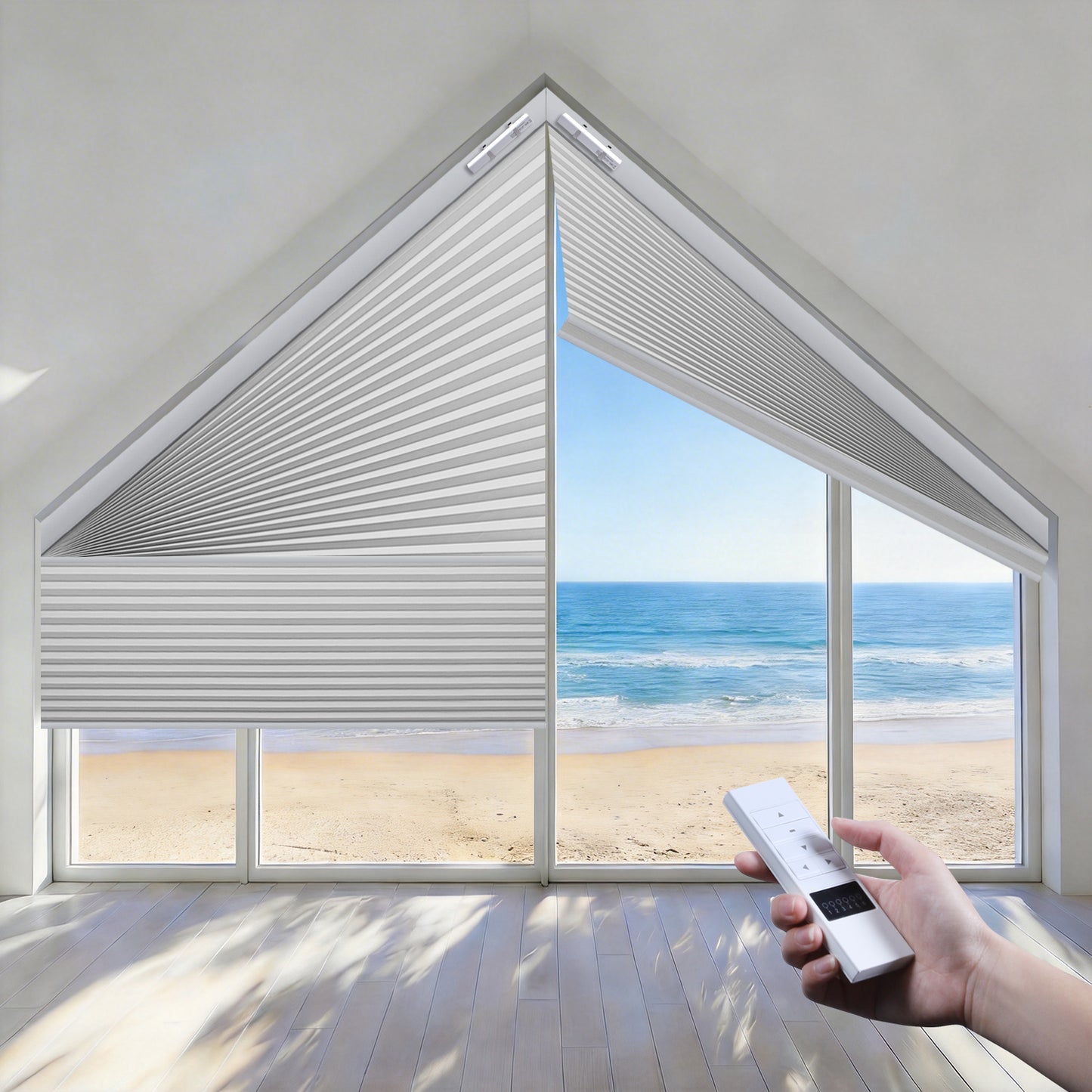 ZSHINE Rechargeable Motorized Blackout Trapezoidal Triangular Polygonal Honeycomb Blinds