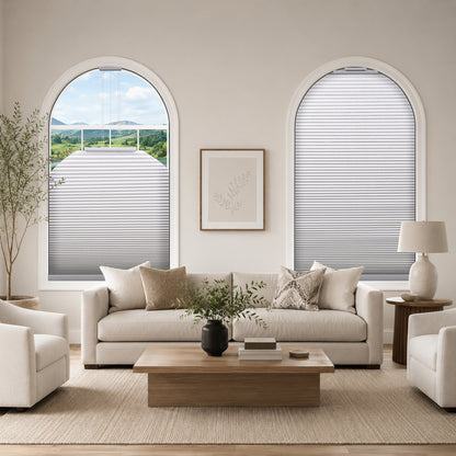 ZSHINE Rechargeable Motorized Custom Blackout Half Round Arch Honeycomb Blinds
