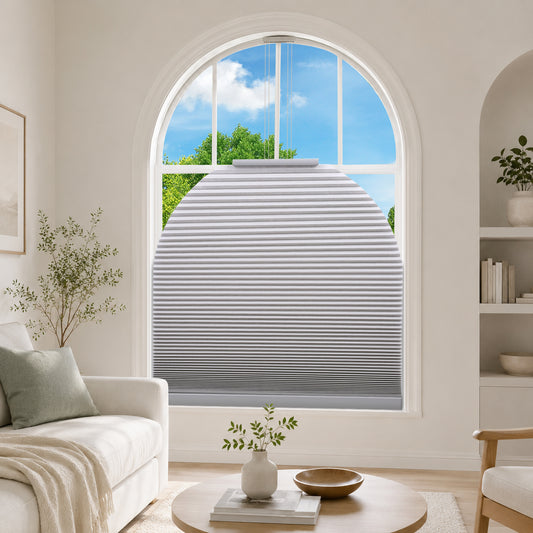 ZSHINE Rechargeable Motorized Custom Blackout Half Round Arch Honeycomb Blinds