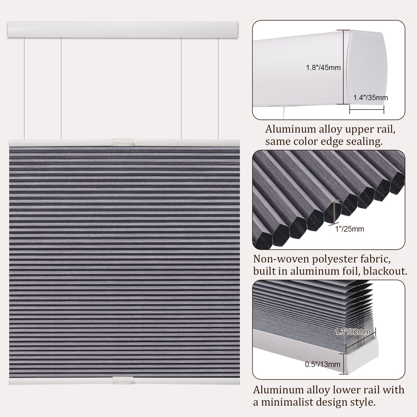 ZSHINE Cellular Shades Top Down Bottom Up Blackout Cordless Honeycomb