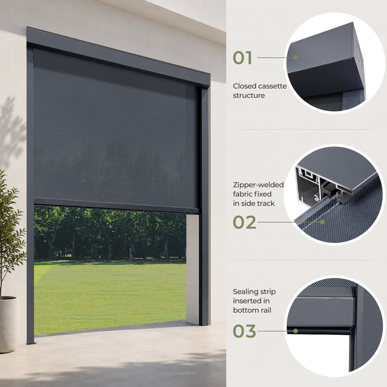 Zshine Outdoor Motorized Roller Zip Shades – ZSHINE - Outdoor