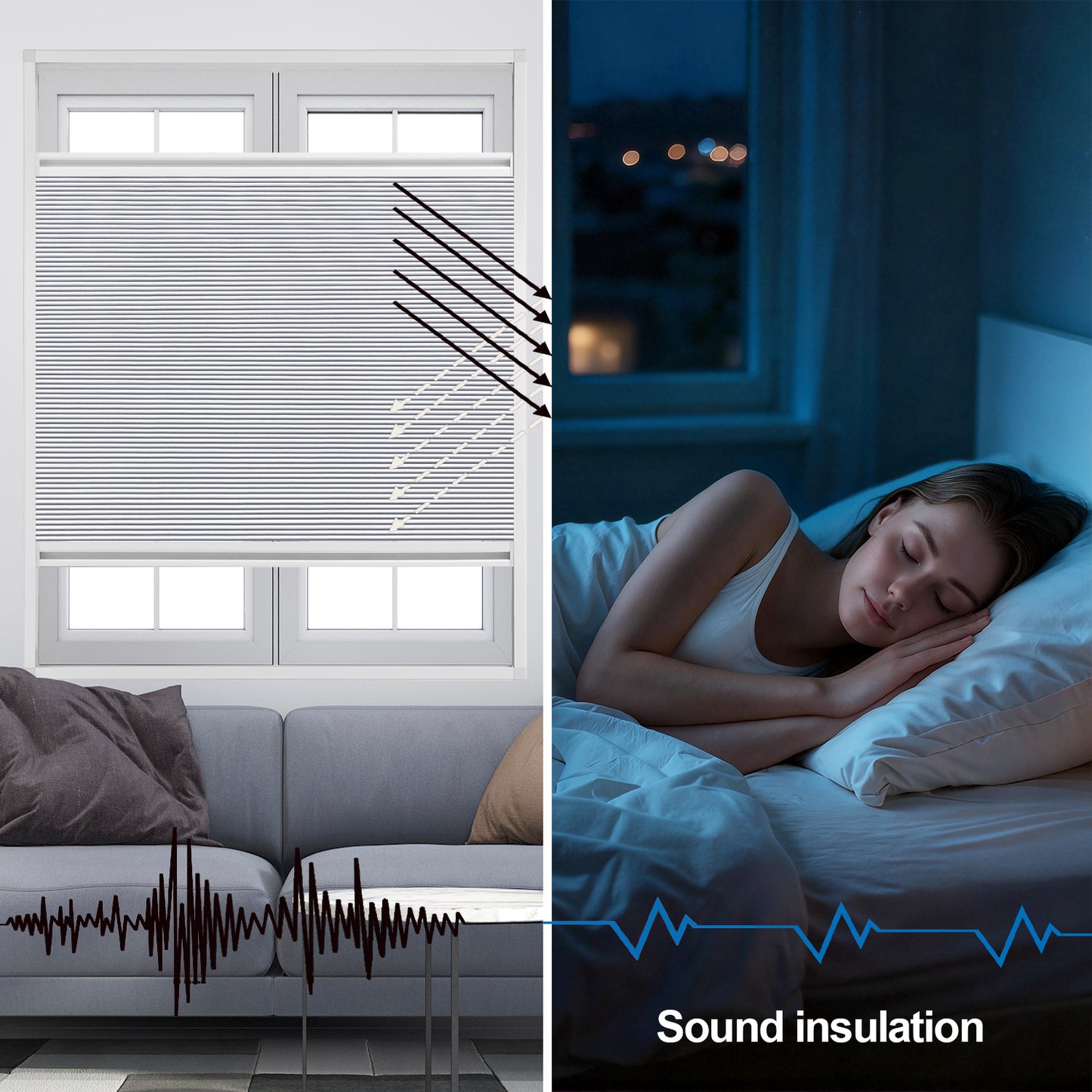 ZSHINE Cellular Shades Top Down Bottom Up Honeycomb