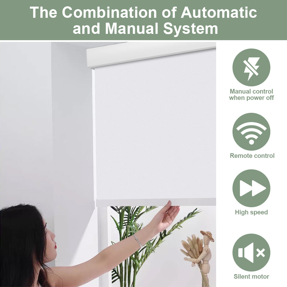 Zshine Combination of Automatic and Manual System Rechargeable Motor Roller Shades