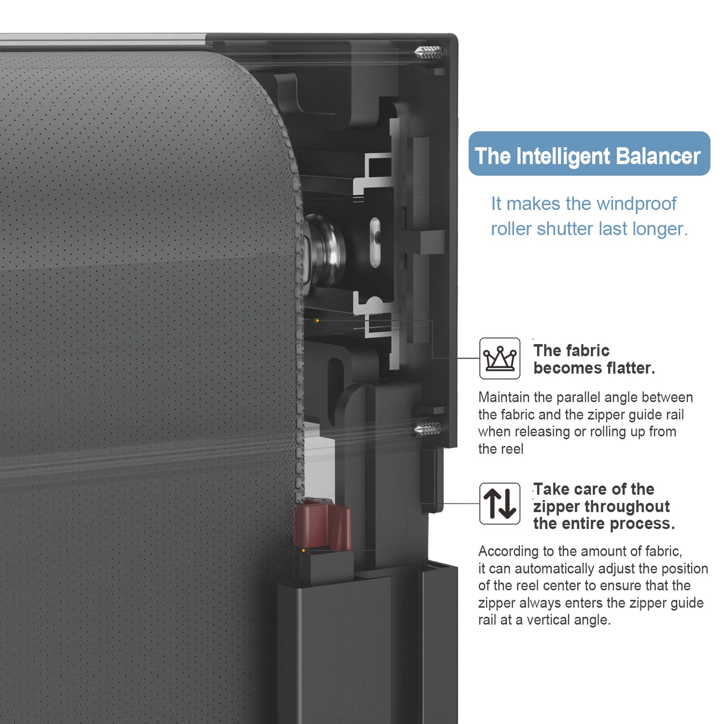 ZSHINE Large Size Motorized Outdoor Zip Screen Shade