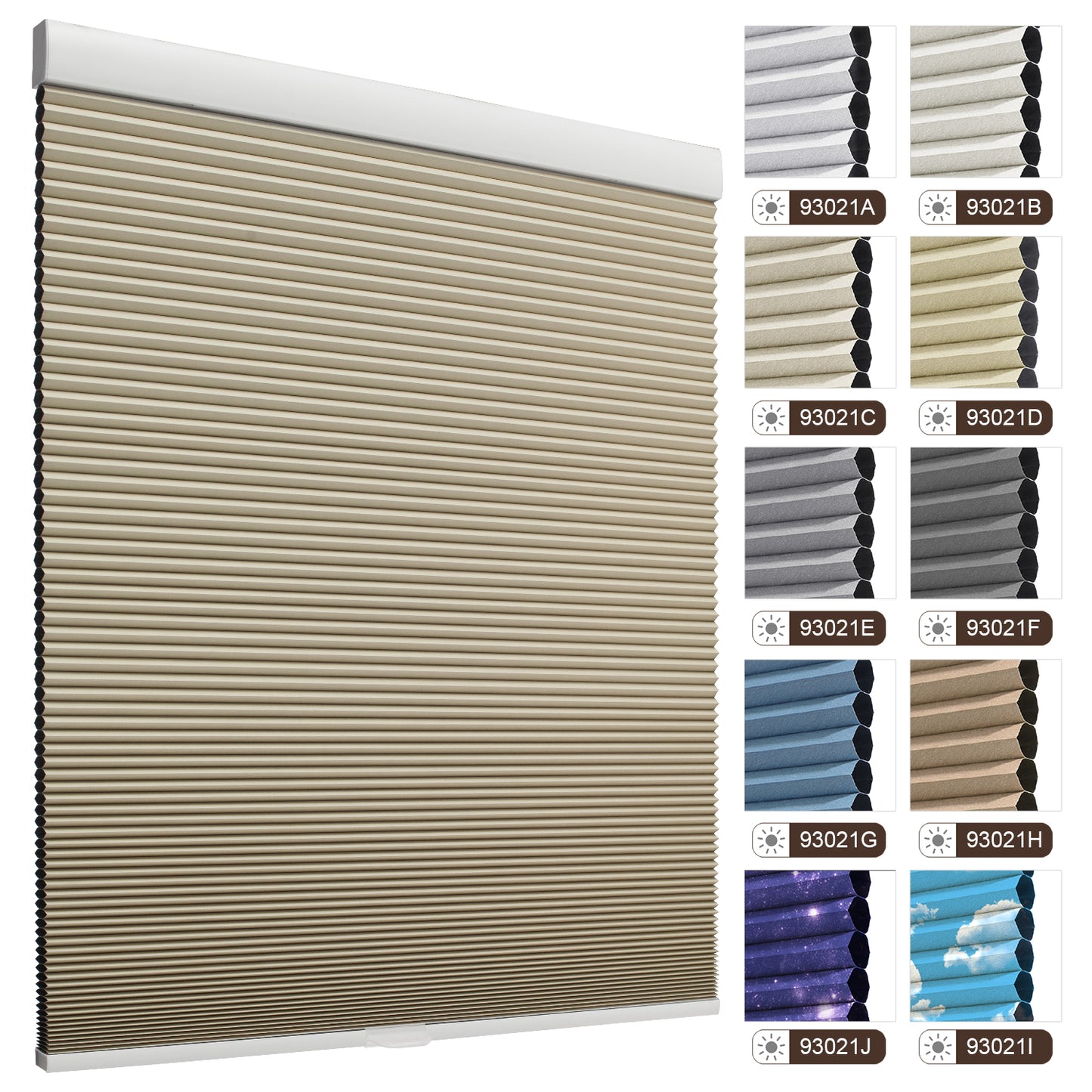 ZSHINE Manual Cordless Blackout Thermal Insulation Cellular Shades