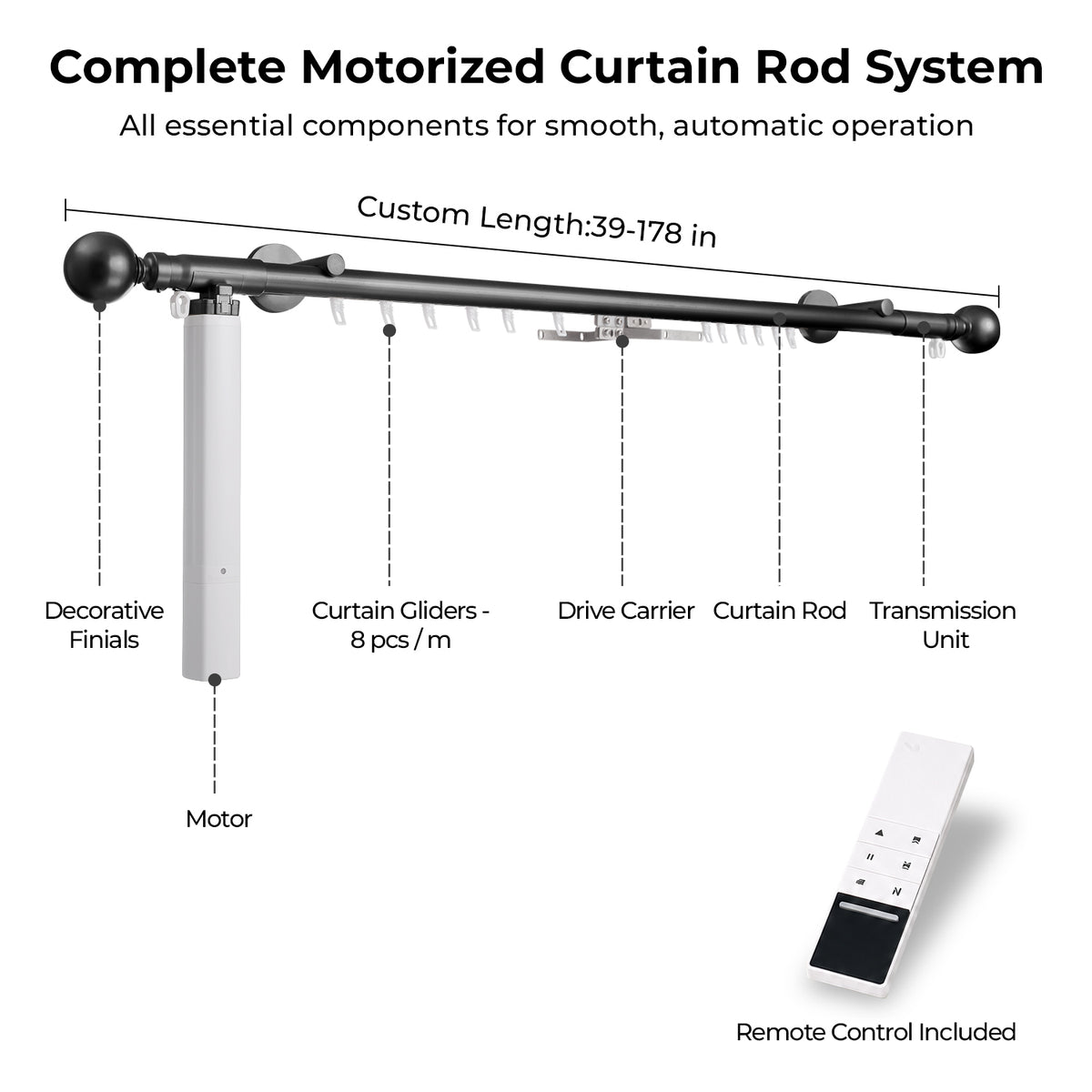 ZSHINE Motorized Cutain Sinlge Rod