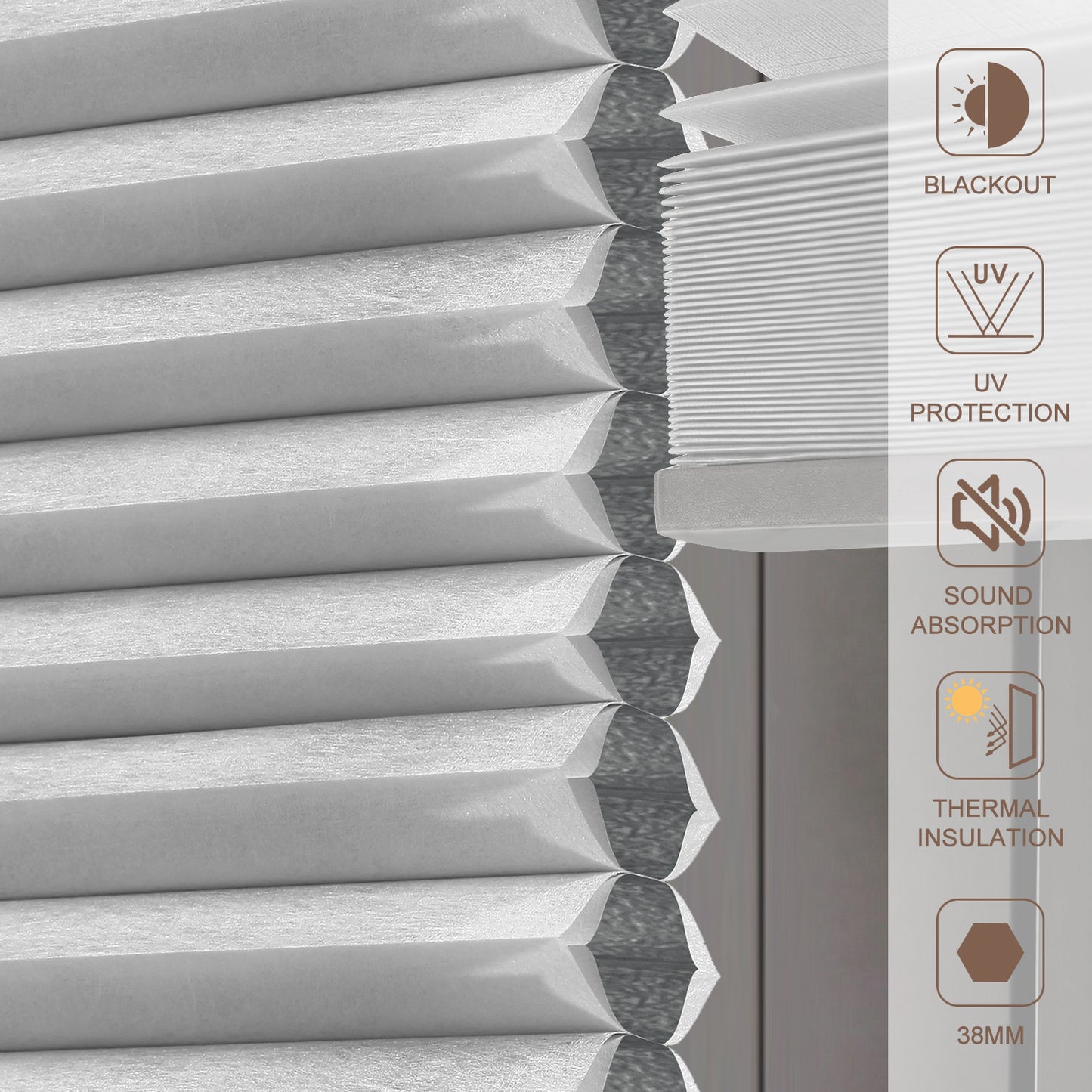 ZSHINE Rechargeable Motorized Blackout Trapezoidal Triangular Polygonal Honeycomb Blinds