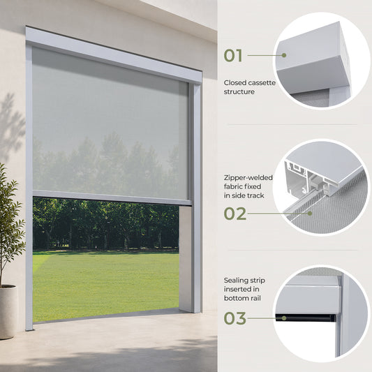 Zshine Outdoor Motorized Roller Zip Shades