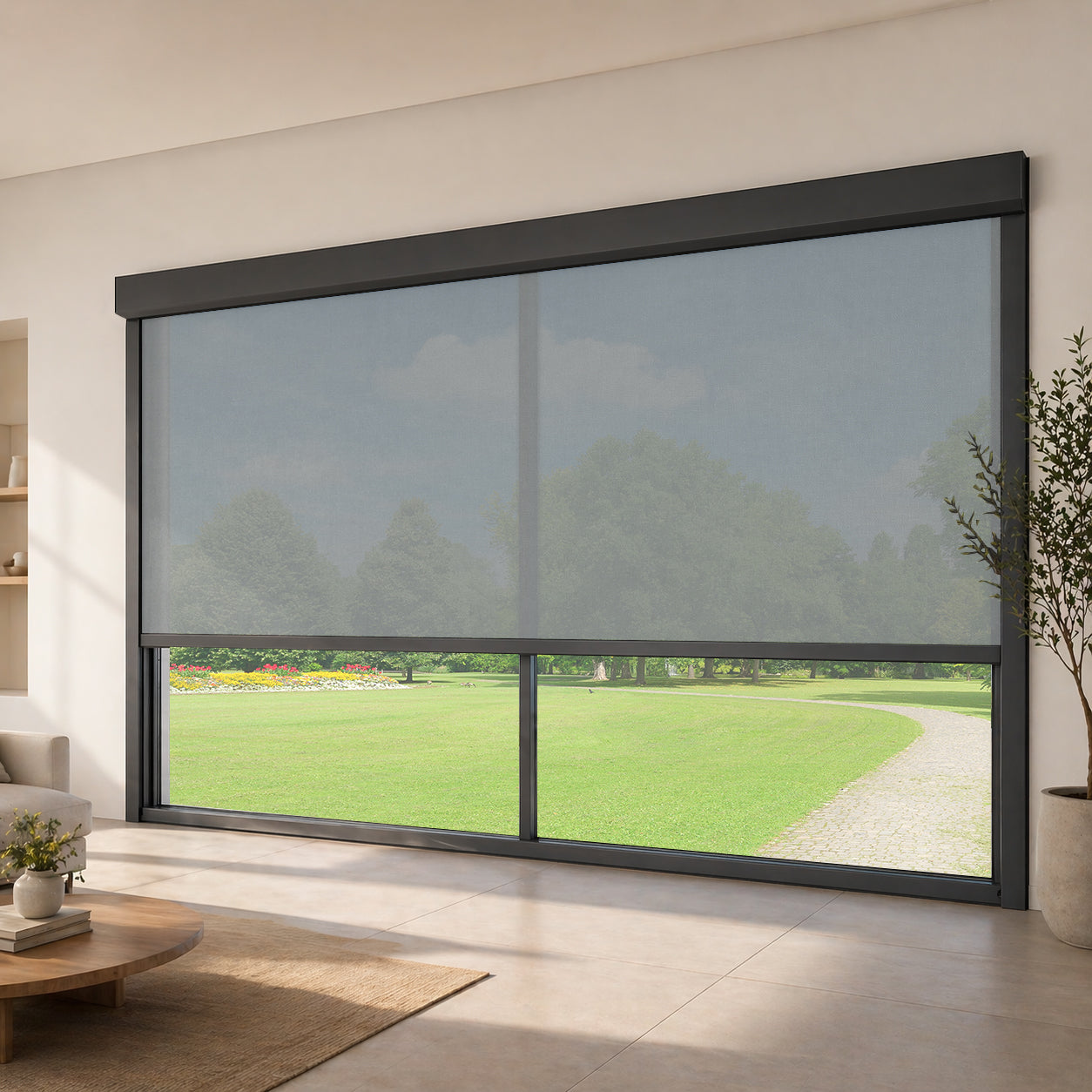 Zshine Outdoor Motorized Roller Zip Shades