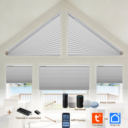ZSHINE Rechargeable Motorized Blackout Trapezoidal Triangular Polygonal Honeycomb Blinds