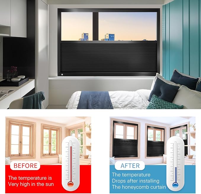 ZSHINE Smart Bottom Up Honeycomb WiFi Enabled Motorized Easy Install Blackout Cellular Shades