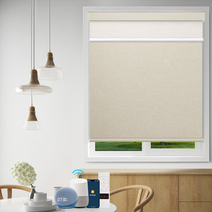 ZSHINE Motorized Day and Night Roller Blinds with Wrapping Valance
