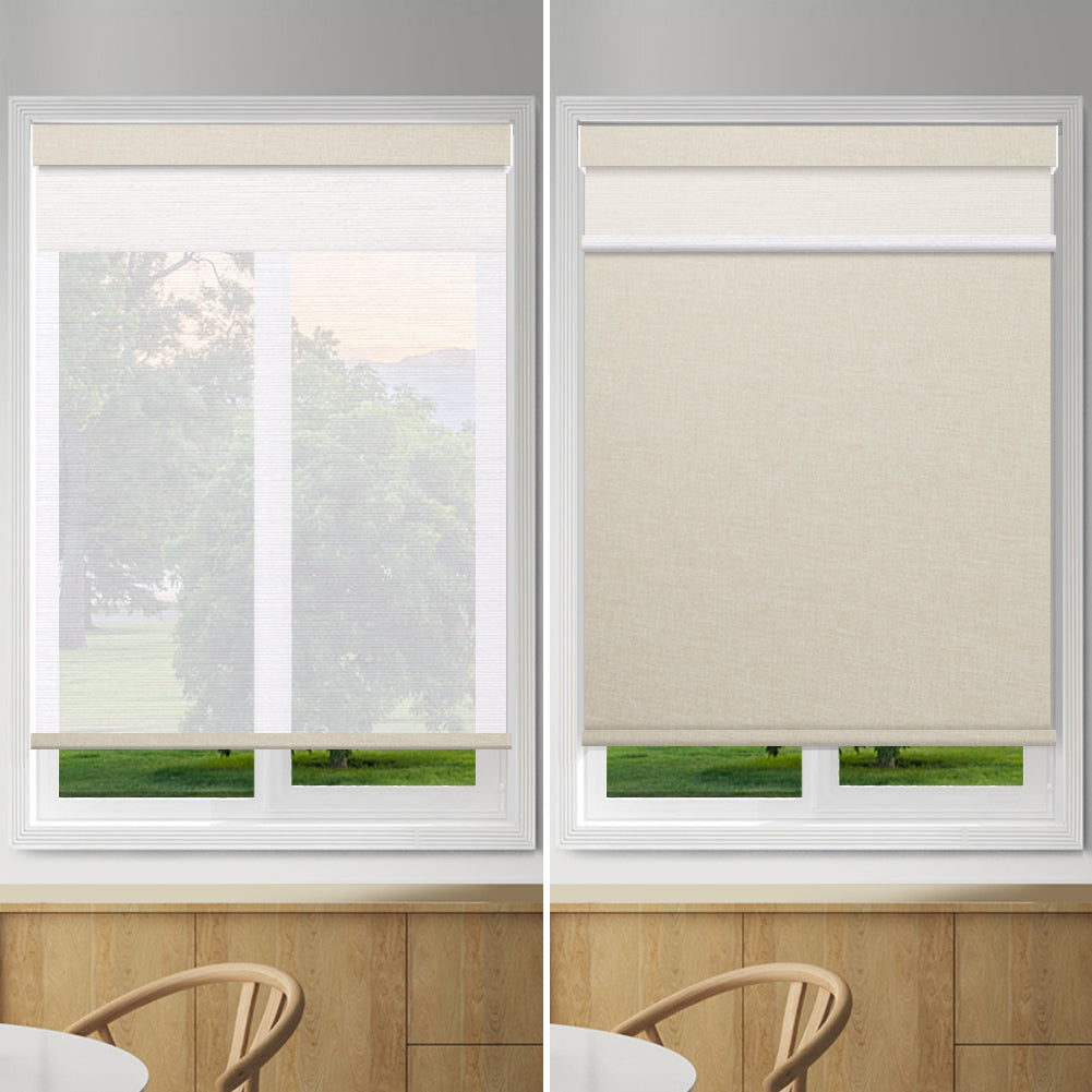 ZSHINE Manual Day and Night Roller Blinds with Wrapping Valance