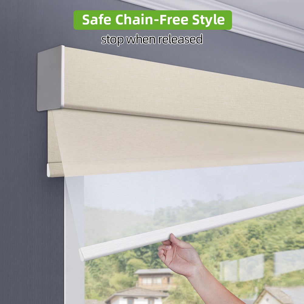 ZSHINE Manual Day and Night Roller Blinds with Wrapping Valance
