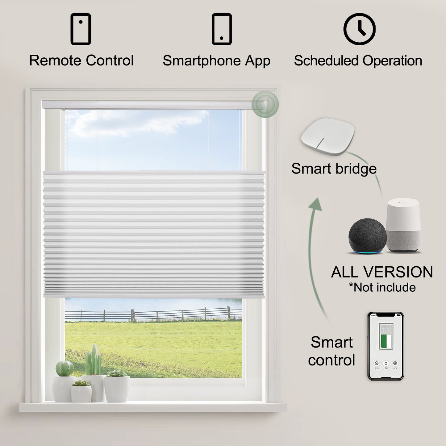 ZSHINE Shades Top Down Bottom Up Motorized Cellular Honeycomb