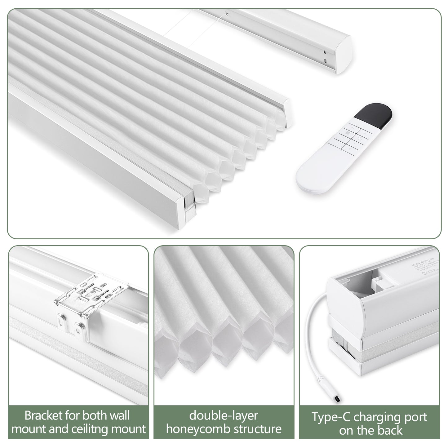 ZSHINE Shades Top Down Bottom Up Motorized Cellular Honeycomb