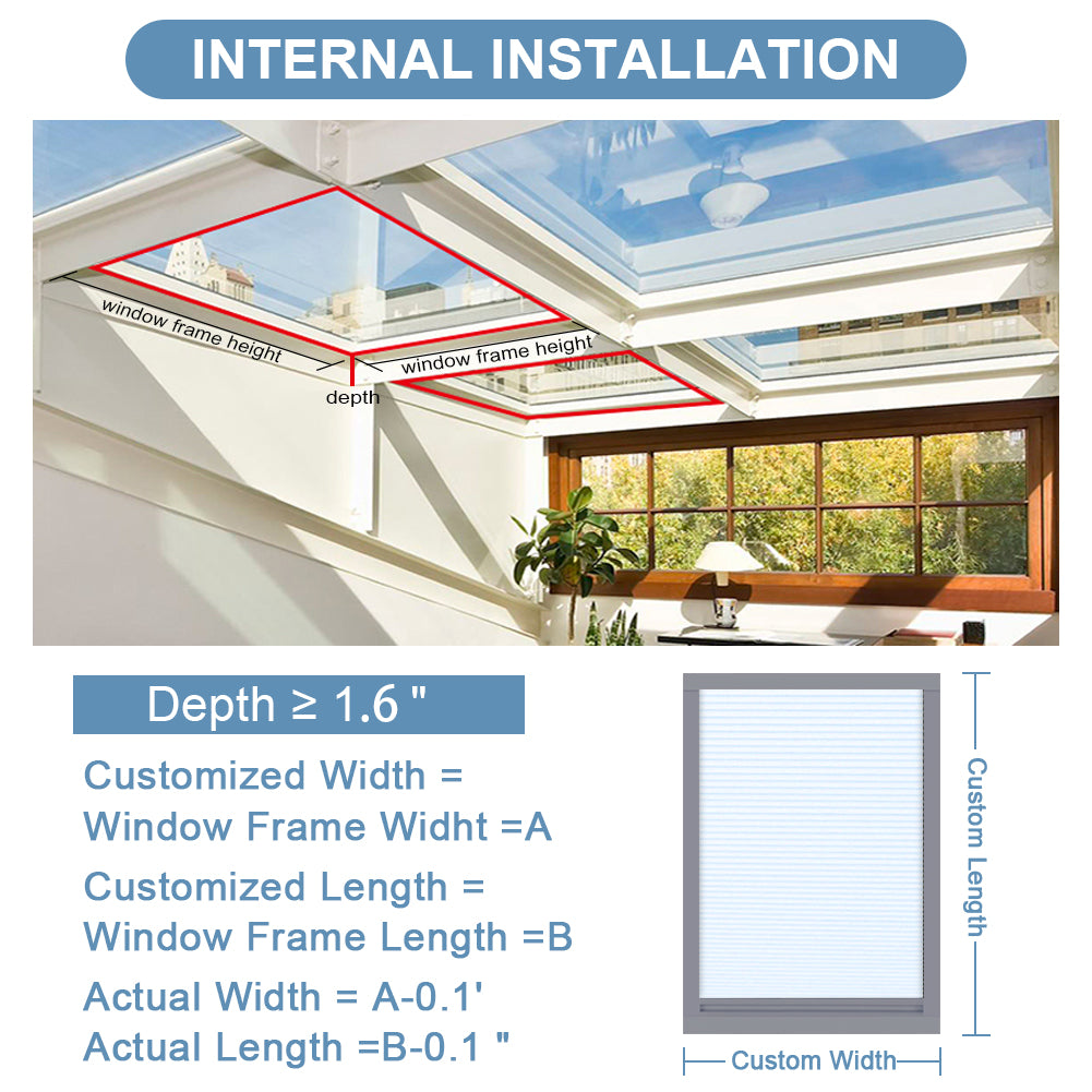 ZSHINE New Upgrade Motorized Full Blackout Cellular Shades (skylight)