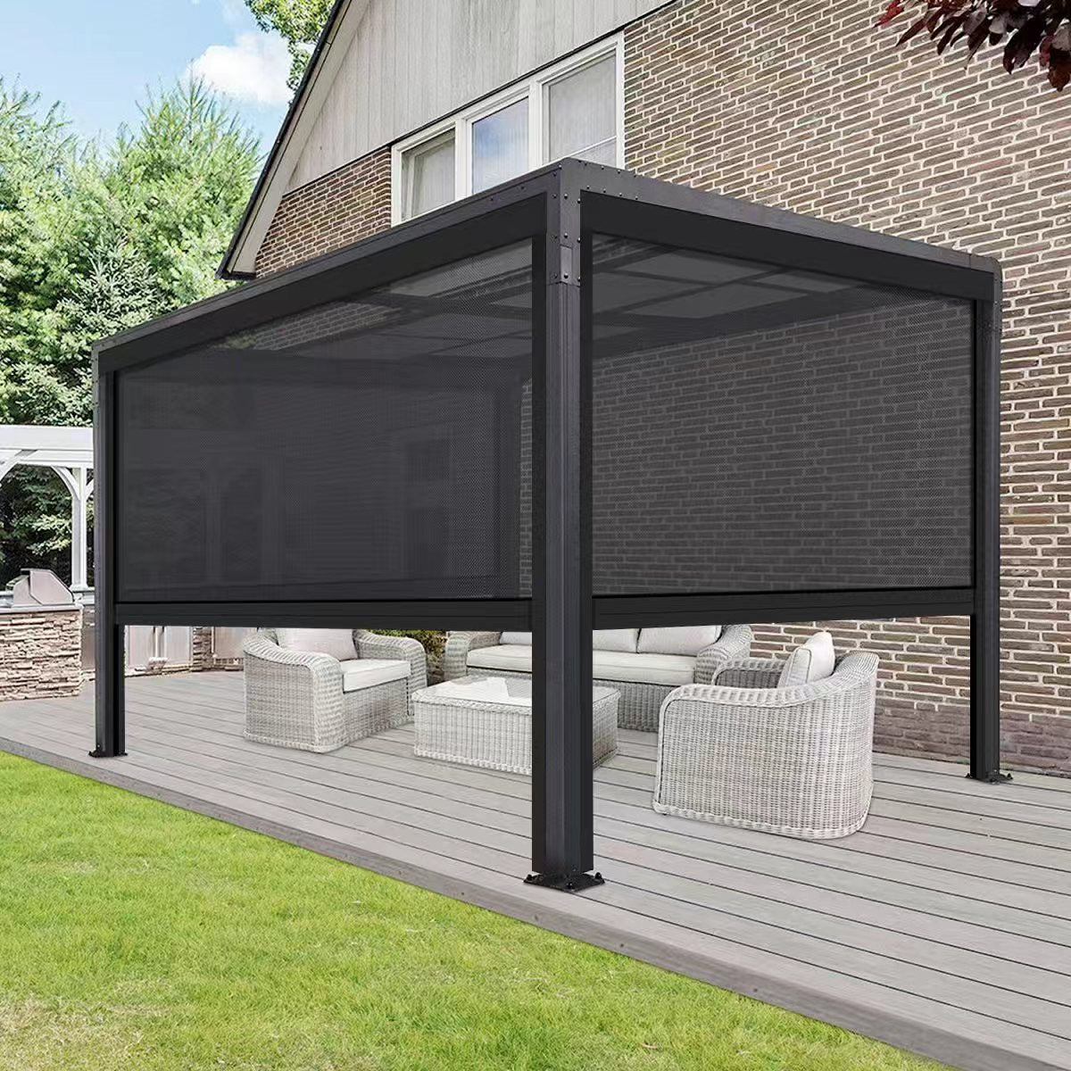 ZSHINE Large Size Motorized Outdoor Zip Screen Shade
