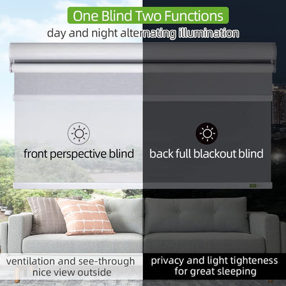 ZSHINE Manual Day and Night Roller Blinds (Solid Fabric)